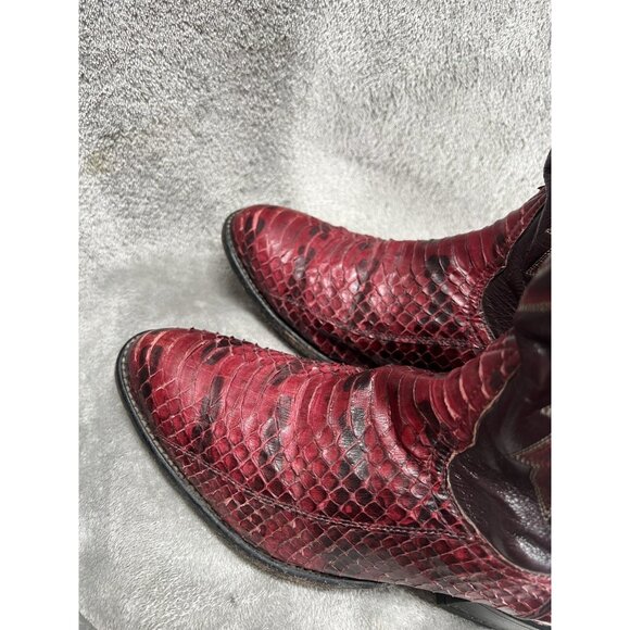 Vtg Tony Lama Gold Label Mens 7 EE Red Python Snakeskin Cowboy Boots Western - Picture 6 of 14